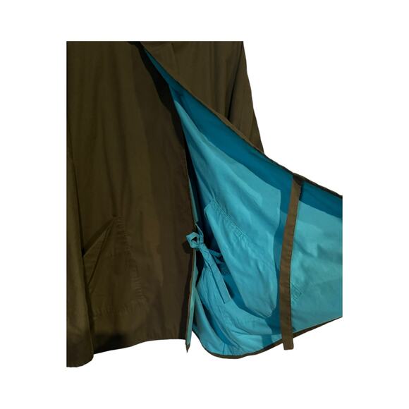 Vintage Japanalia by Eiko Sakai reversible hood coat green blue size M oversized - Picture 11 of 16
